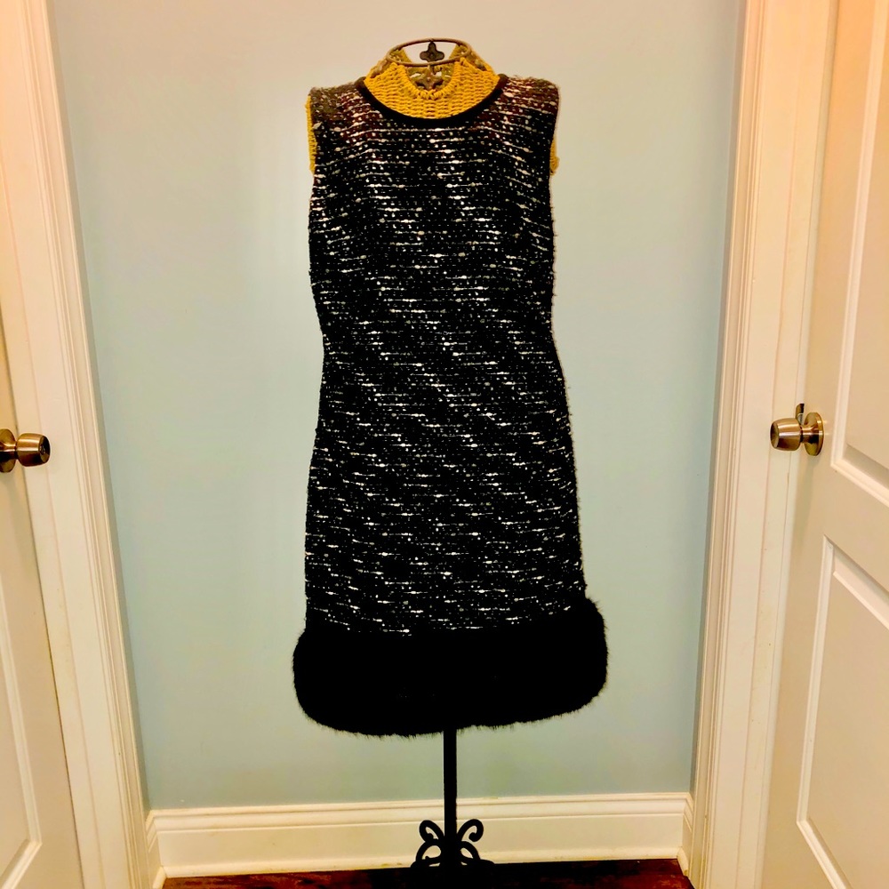 Calvin Klein Dress with Faux Fur Trim
